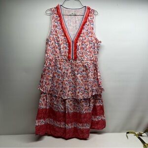 Vineyard Vines Floral Sleeveless Red Dress size XL